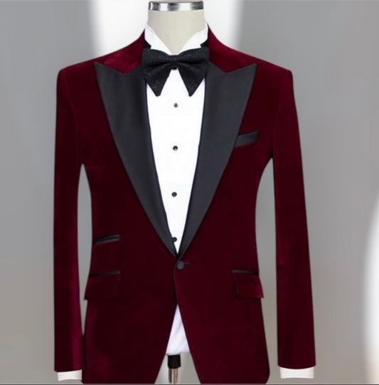 Burgundy velvet tuxedo jacket