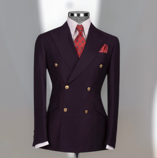 Dark purple double-breasted suit jacket