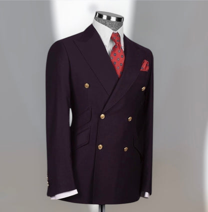 Dark purple double-breasted suit jacket