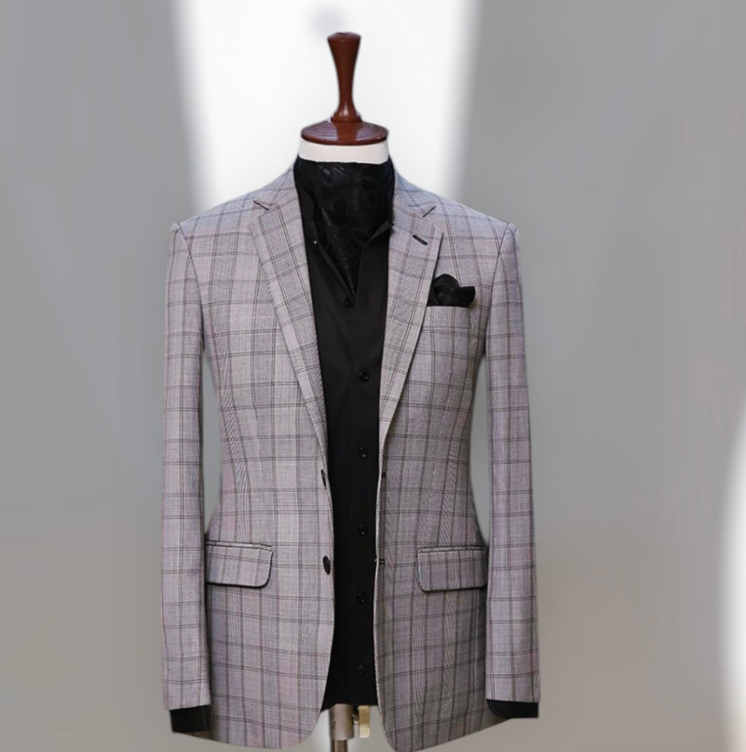 Light Grey Blazer with Checkered Pattern