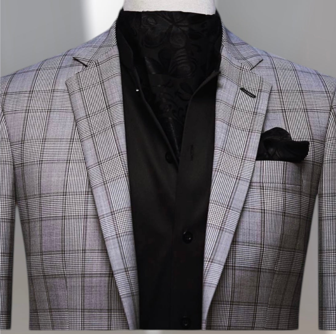 Light Grey Blazer with Checkered Pattern